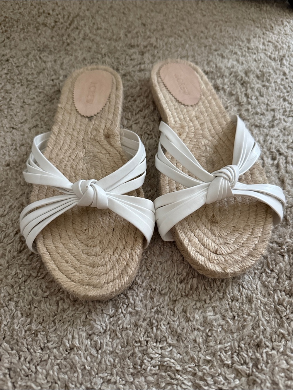J. Crew White Knot Espadrille Slide Sandals - Women